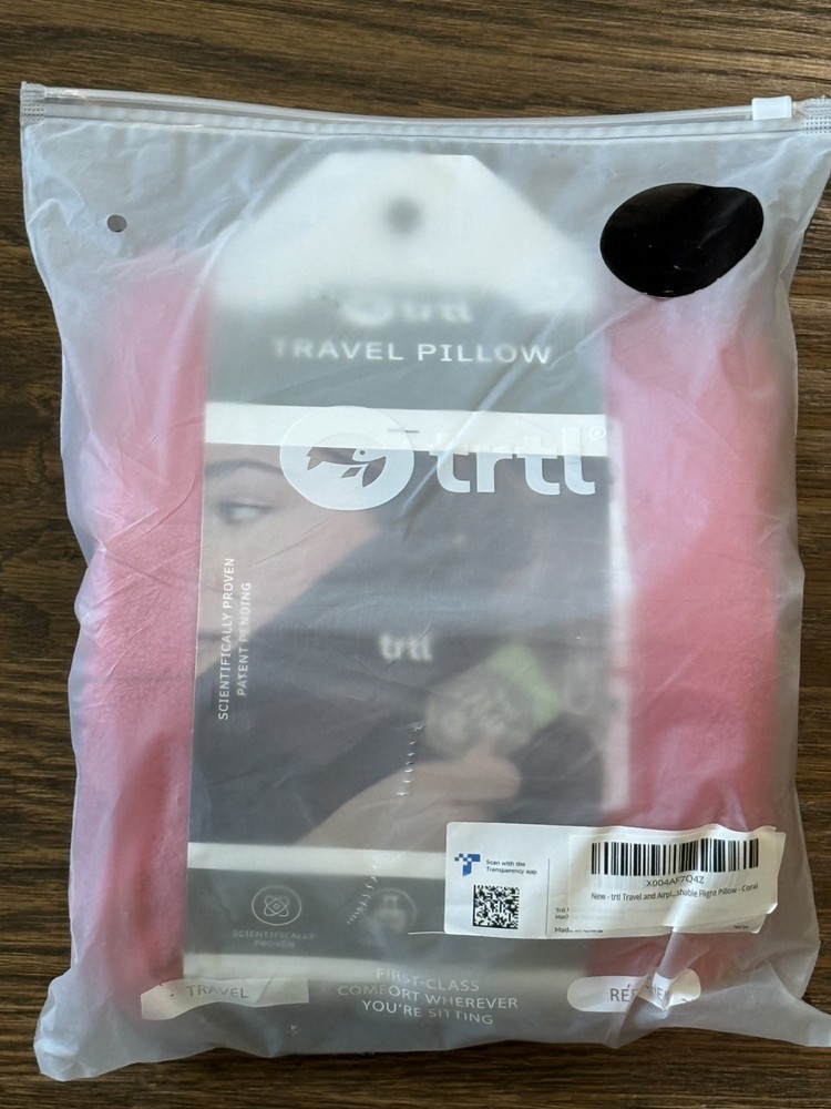 NEW UNOPENED TRTL Travel Neck Support Pillow RED w/ bag (airplane, car, train)