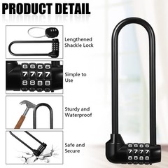 2 Pieces 6 Inch Long Shackle Combination Lock 4 Digit Outdoor Waterproof Padlock