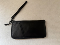 Black Leather Zip Travel Organizer Wallet Passport Card Pen Holder Broookstone