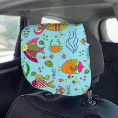 4 Pcs Car Headrest Cover Blanks Elastic Universal Auto Head Rest White, Black