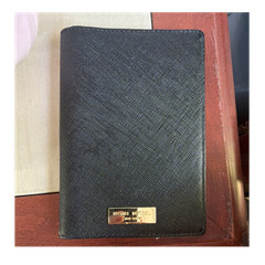 Henri Bendel West 57th Black Saffiano Leather Folding Passport Cover MPN 360E