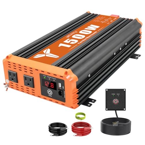 1500 Watt Pure Sine Wave Power Inverter 24V DC to 120V AC, 3000W Surge Peak