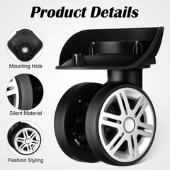 4Pcs Swivel Caster Wheels for Suitcase Black ABS Quiet and Smooth Rolling