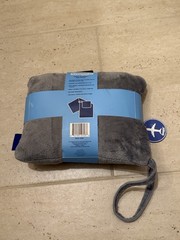 Snuggie Soft Gray Travel Blanket Zip Up Pouch Doubles As Pillow 35×26” New Tags
