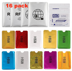16 RFID Blocking Sleeves Set (10 Credit Card Holders & 4 Passport Protectors) Id