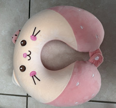 Pink Plush Animal Face Memory Foam U-Shaped Travel Neck Pillow