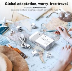 500W Travel Adapter Voltage Converter, 220V to 110V Pure Sine Wave Step White