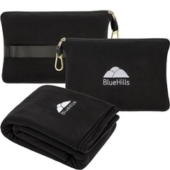 BlueHills Travel Blanket Pillow Compact Lightweight Airplane Black