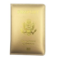 Missmore PU Leather Passport Cover with Gold 4 x 6 x 0.1 inches, Champagne