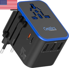 Universal Travel Adapter, 45W International Power Adapter with PD & QC 3.0 Dual