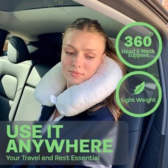 Sacred Thread Rayon Derived from Bamboo Travel Neck Pillow for Airplanes, Mem…