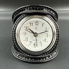 Guess Collection GC Compact Quartz Travel Clock in Zippered Leather Case New