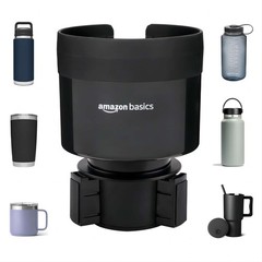 Amazon Basics Car Cup Holder Expander with Adjustable 3.4 to 3.8 in, black