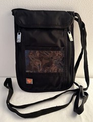 RFID Blocking Stash Neck Thin Black Wallet Travel Pouch & ID Holder