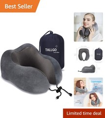 Breathable Grey Memory Foam Travel Pillow for Ultimate Neck Comfort & Support