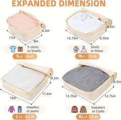 4 Set/6 Set/8 Set Compression Packing Cubes Travel Accessories Expandable Packin