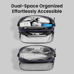 tomtoc Electronic Organizer Travel Case Performance, Medium, Navy Blue Plaid