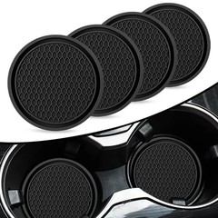 4-Piece Universal Anti-Slip Silicone Car Cup Holder Inserts – Honeycomb Black