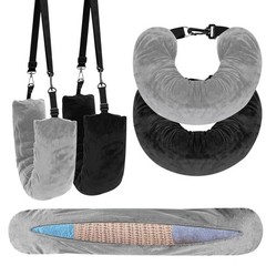 2-Pack Stuffable Travel Neck Pillow, Velvet Travel Pillow for Extra Luggage, …