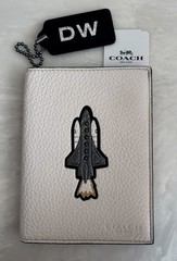 COACH SPACE ROCKET SHUTTLE CHALK/MULTI LEATHER PASSPORT CASE 32464