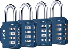 4 Pack Combination Lock for Locker, 4 Digit Outdoor Waterproof Padlock
