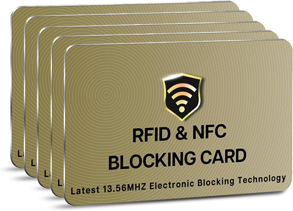 Saitech IT 5 Pack RFID Blocking Card for Credit Debit ID Card, Golden | Slim Ant