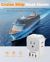 Type E F Travel Plug Adapter PD 20W, 7 in 1 Germany France Power Adaptor with 4