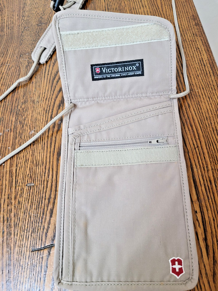 Victorinox Security Pouch Tan Beige Concealed Deluxe Travel Passport Wallet