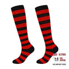 Compression Socks for Women Knee High for Running One Size A3-red and Black