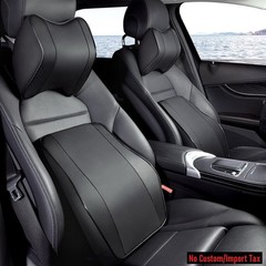 Car Seat Headrest Pillow Back Waist Support Neck Head Memory Foam Cushion Set