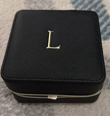 Nordstrom Initial Square Zip Travel Jewelry Case Black “L” Pre-Owned