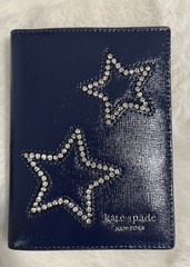 NWT Kate Spade Starlight Patent Leather Passport Holder Navy Multi