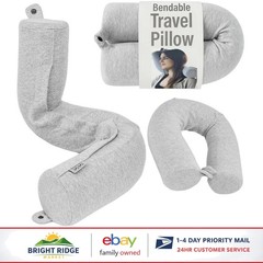 Bendable Memory Foam Travel Pillow for Neck Support in Airplane and Car