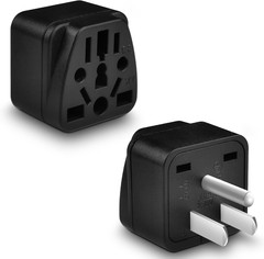 2 Pack US Plug Adapter, EU,UK,AU,CN,NZ, to USA (Type B), 3 Prong Grounded USA W