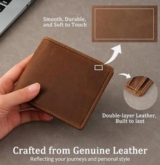 Leather RFID Blocking Slim Bifold Front Pocket Wallet for Men | Design Brown