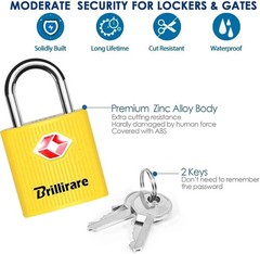 4 Pack TSA Approved Luggage Locks with Keys, Travel Padlock, Zinc Yellow