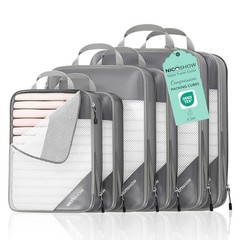 6 Set Compression Packing Cubes for Travel – Compressible, 6 pcs Grey