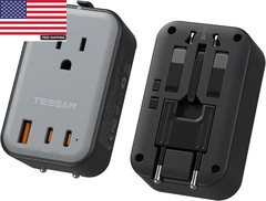 Travel Adapter 009, PD 20W Universal Power Adapter 2 USB C 1 USB A, Ultra Thin I