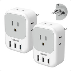 Type E F Travel Plug Adapter PD 20W, 7 in 1 Germany France Power Adaptor with 4