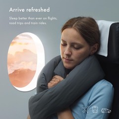 Huzi Infinity Pillow – Home Travel Soft Neck Scarf Unfolded: 40 x 7, Grey
