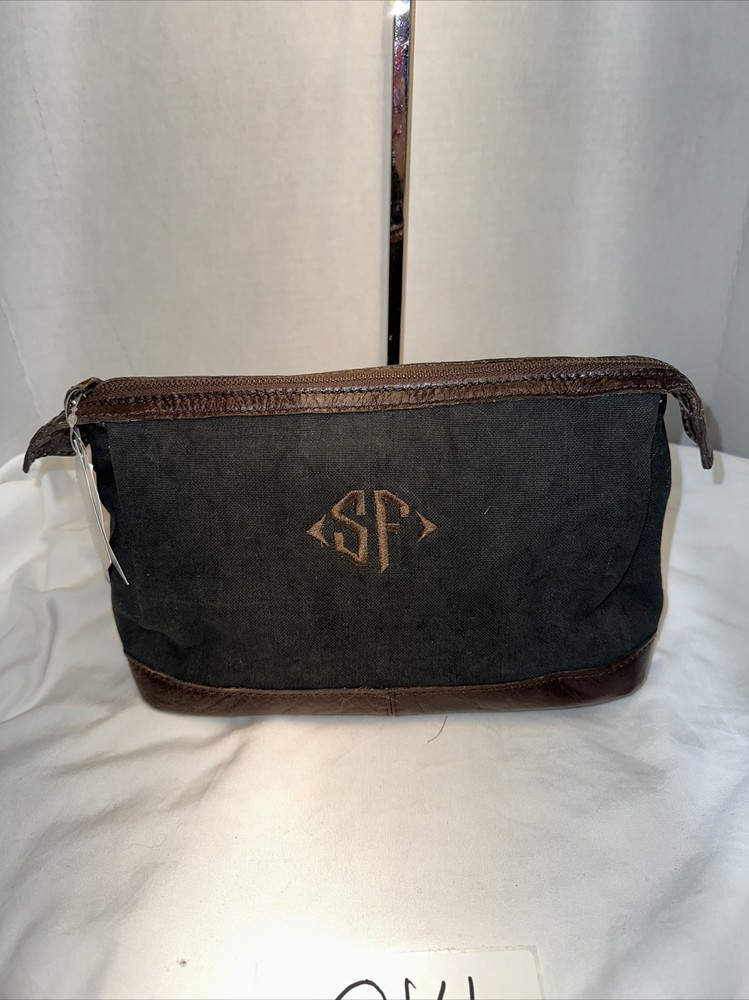 Pottery Barn Union Canvas Toiletry Case Travel Bag Black Monogram SF