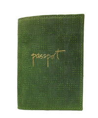 Passport Case Holder Cover Leather Embossed Green