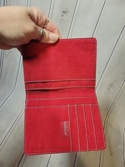 Kipling Red Nylon Passport Holder Wallet 4 Credit Card Slots 4 Slip Pockets