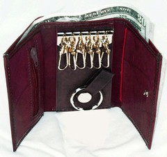 BURGUNDY GENUINE LEATHER Key Chain Holder Wallet USA Seller