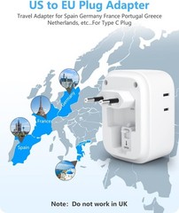 Compact 2-Pack Type C Travel Adapter for with Dual USB Fast Charging