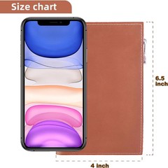 Compact Brown Travel Wallet: Durable Leather Passport Holder with Zipper Pocket
