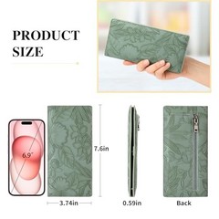 Ultra Slim Thin Wallet for Women Bifold Leather RFID Blocking Light green