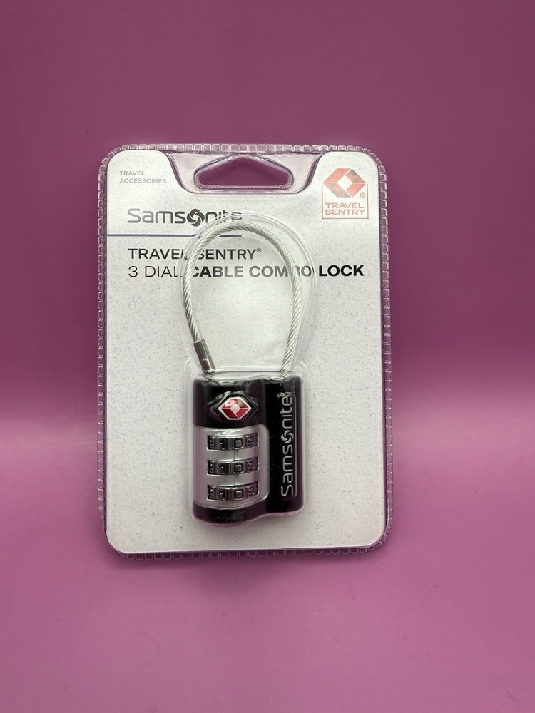 Travel Sentry Samsonite 3 Dial Combination Cable Lock, Travel Sentry – Black