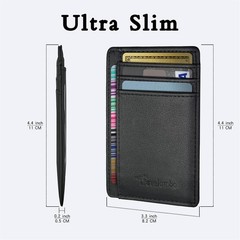 Travelambo Slim Leather Front Pocket Wallet RFID Blocking