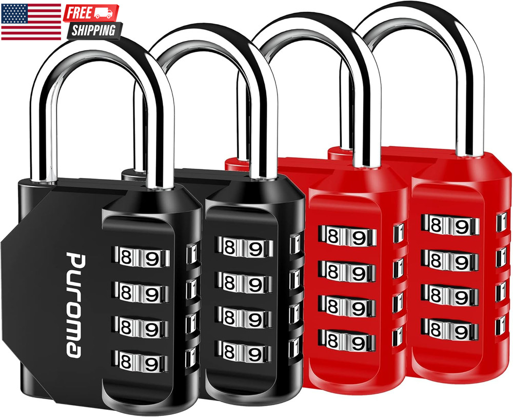 2 Pack Combination Lock 4 Digit Padlock for School Gym Locker, Sports Locker, Fe
